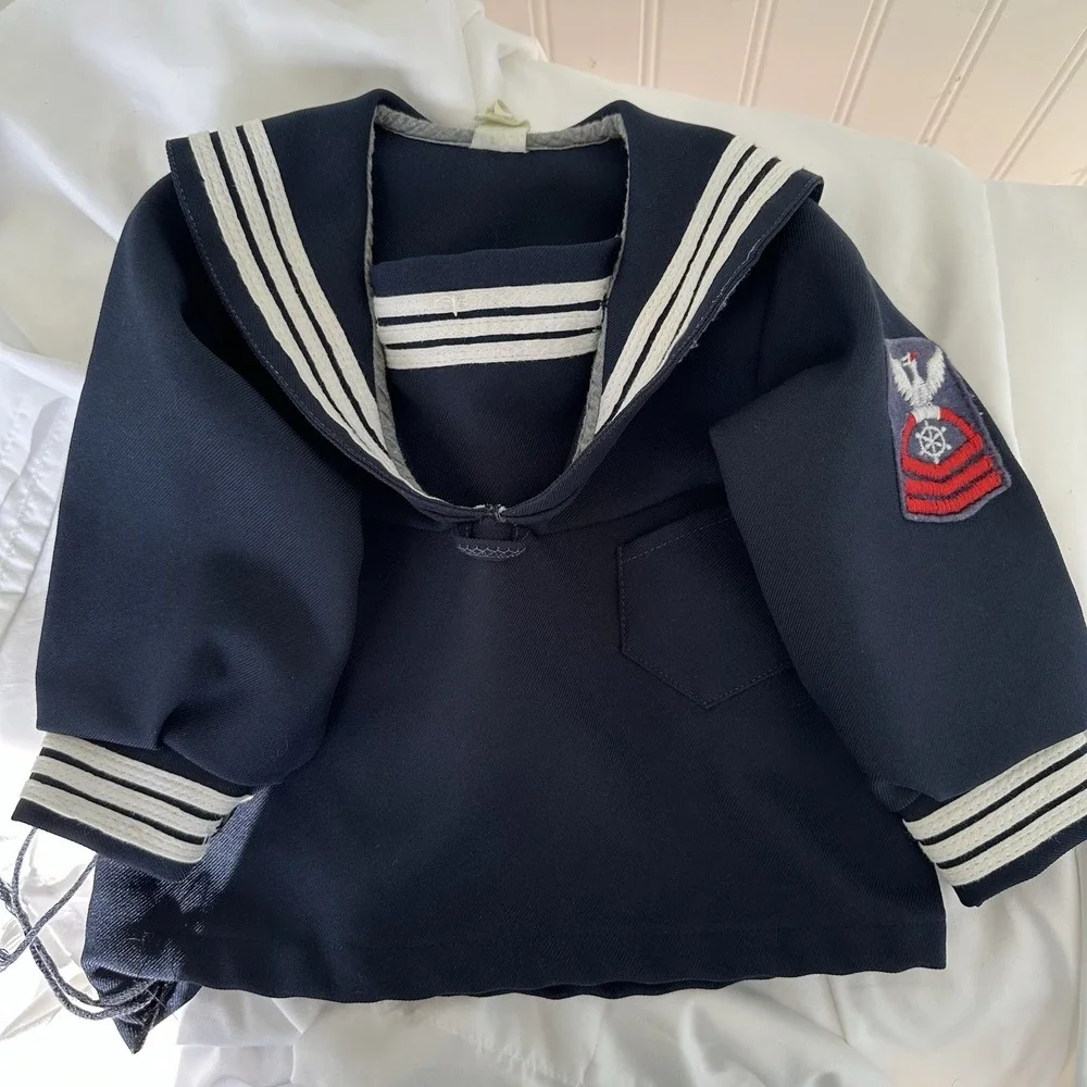 Vintage Baby US Navy Uniform Top 1950s sz 6-9mo Costume Retro Photos‎